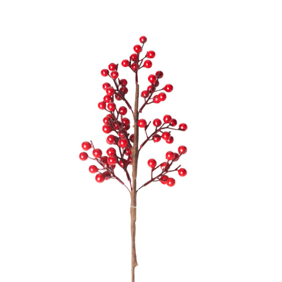 Imagem HASTE DE BERRIES VERMELHAS DECORATIVAS EM METAL E PLÁSTICO 46X16 CM