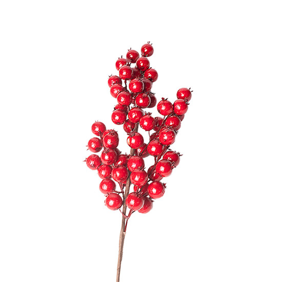 Imagem HASTE DE BERRIES VERMELHAS DECORATIVAS EM METAL E PLÁSTICO 65X15 CM