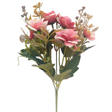 Imagem de BUQUÊ DECORATIVO MISTO DE ROSA E LÍRIO ROSA EM PLÁSTICO MOLDÁVEL 30X12CM - GRILLO - Grillo Ltda