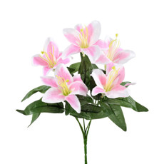 Imagem de BUQUÊ DECORATIVO DE LÍRIO ROSA COM FLORES EM CETIM E ESTRUTURA EM PLÁSTICO - GRILLO - Grillo Ltda