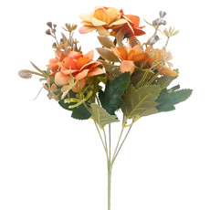 Imagem de BUQUÊ DECORATIVO MISTO DE ROSA E LÍRIO LARANJA EM PLÁSTICO MOLDÁVEL 30X12CM - GRILLO - Grillo Ltda