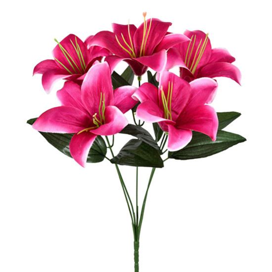 Imagem HASTE DECORATIVA DE LÍRIO TIGRE ROSA ESCURO EM PLÁSTICO MOLDÁVEL 36X14CM - GRILLO