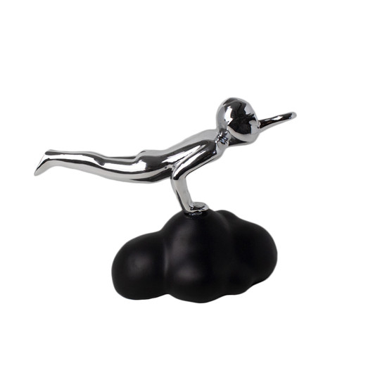 Imagem ESCULTURA DECORATIVA PRATEADA EM RESINA 32X20X14 CM - GRILLO 58785