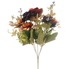 Imagem de BUQUÊ DECORATIVO MISTO DE ROSA E LÍRIO MARROM EM PLÁSTICO MOLDÁVEL 30X12CM - GRILLO - Grillo Ltda