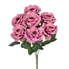 Imagem de BUQUÊ DECORATIVO DE ROSAS COR LAVANDA EM PLÁSTICO MOLDÁVEL 42X20CM - GRILLO - Grillo Ltda