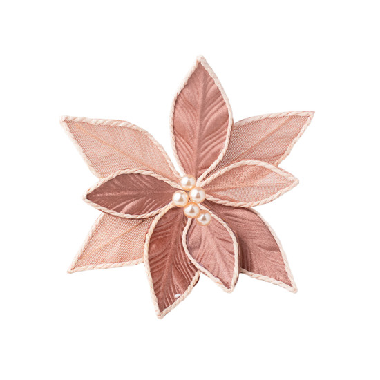 Imagem POINSÉTIA DECORATIVA COR ROSA PEROLA COM CABO LONGO 45CM - TOK DA CASA