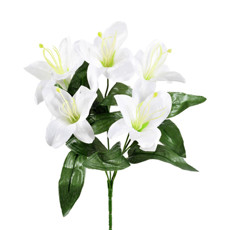 Imagem de BUQUÊ DECORATIVO DE LÍRIO CREME COM FLORES EM CETIM E ESTRUTURA EM PLÁSTICO - GRILLO - Grillo Ltda