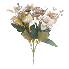 Imagem de BUQUÊ DECORATIVO MISTO DE ROSA E LÍRIO CINZA EM PLÁSTICO MOLDÁVEL 30X12CM - GRILLO - Grillo Ltda