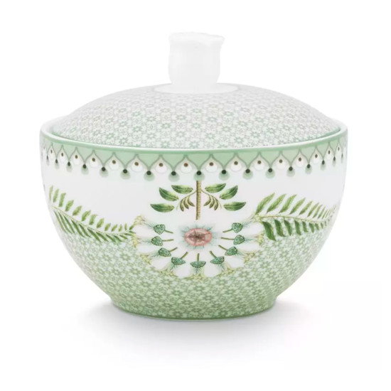 Imagem AÇUCAREIRO TILES VERDE CLARO 300ML LILY&LOTUS EM PORCELANA 10X11CM - PIP STÚDIO