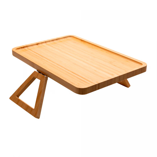 Imagem BANDEJA RETANGULAR DOBRÁVEL EM BAMBU PARA BRAÇOO DE SOFÁ 10X33X23CM - LYOR
