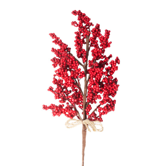 Imagem HASTE DE BERRIES VERMELHAS DECORATIVAS EM METAL E PLÁSTICO 70X10 CM 