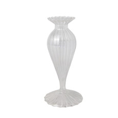 Imagem de VASO DECORATIVO EM VIDRO COR TRANSPARENTE COM DETALHES 9X6X19CM - GRILLO 58302 - Grillo Ltda