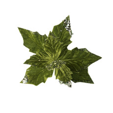 Imagem de POINSÉTIA COM PAETÊ DECORATIVO COR VERDE COM GLITTER VELUDO 27X30CM - CROMUS  - Cromus Embalagens Ind. E Com. Ltda