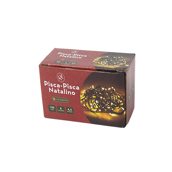Imagem PISCA PISCA NATALINO AMARELO 8 FUNÇÕES COM 100 LEDS 4,3M 220V - GRILLO 56505