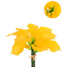 Imagem de BUQUÊ DECORATIVO DE COPO DE LEITE AMARELO EM PLÁSTICO MOLDÁVEL 30X22CM - GRILLO - Grillo Ltda