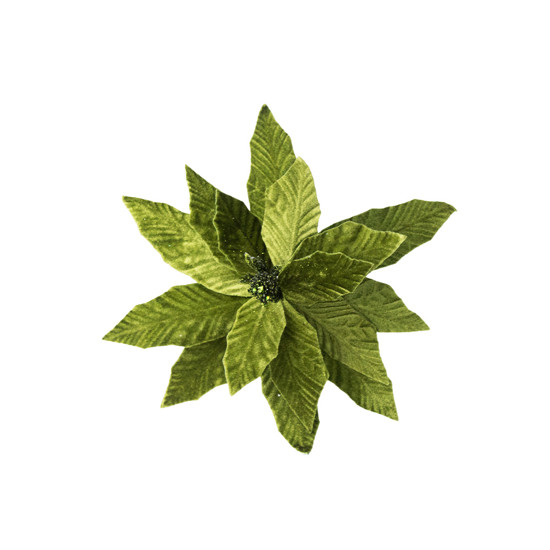 Imagem POINSÉTIA DECORATIVA DE NATAL COR VERDE COM GLITTER 30CM - CROMUS 