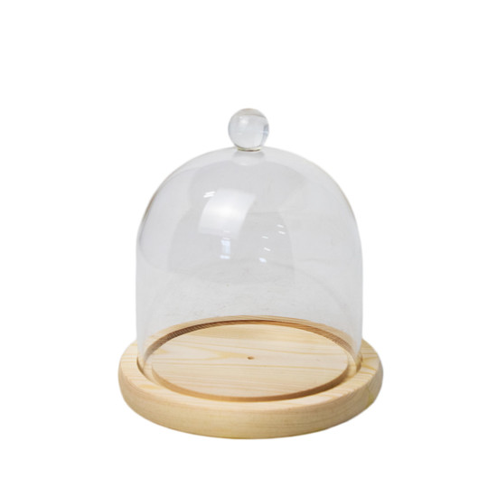 Imagem CÚPULA EM VIDRO COM BASE EM  MADEIRA 15X15X16CM - GRILLO 59171