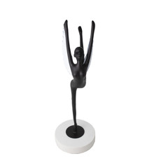 Imagem de ESCULTURA DECORATIVA MULHER COM ASAS COR PRETO E BRANCO 39CM - GRILLO 58783 - Grillo Ltda