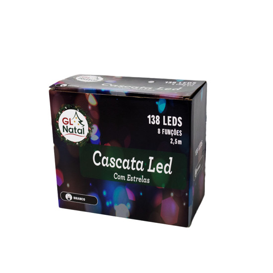 Imagem PISCA PICA CASCATA ESTRELAS  COM 138 KEDS 2,5 METROS 220V COR BRANCO - GRILLO 48091 