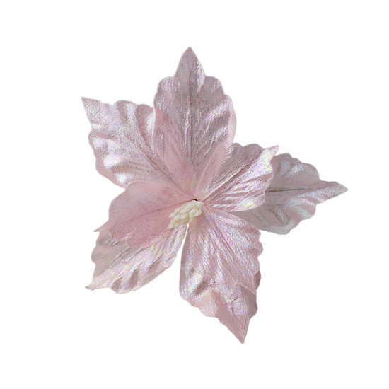 Imagem POINSÉTIA DECORATIVA COR ROSA COM GLITTER 30CM - CROMUS 