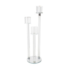 Imagem de CASTIÇAL DECORATIVO EM VIDRO TRANSPARENTE 16,5X16,5X57 CM - GRILLO 59163 - Grillo Ltda