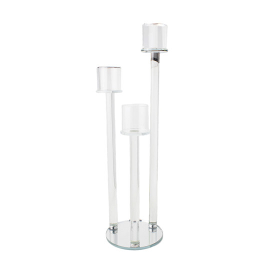 Imagem CASTIÇAL DECORATIVO EM VIDRO TRANSPARENTE 16,5X16,5X57 CM - GRILLO 59163