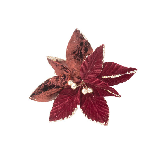 Imagem HASTE POINSETIA NATALINA DECORATIVA EM TECIDO 45X10X6 CM