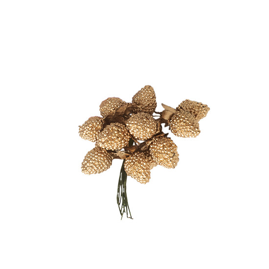 Imagem MINI AMORAS NATALINAS DECOR COR DOURADO EM PLÁSTICO 10X5X5 CM - GRILLO 57202