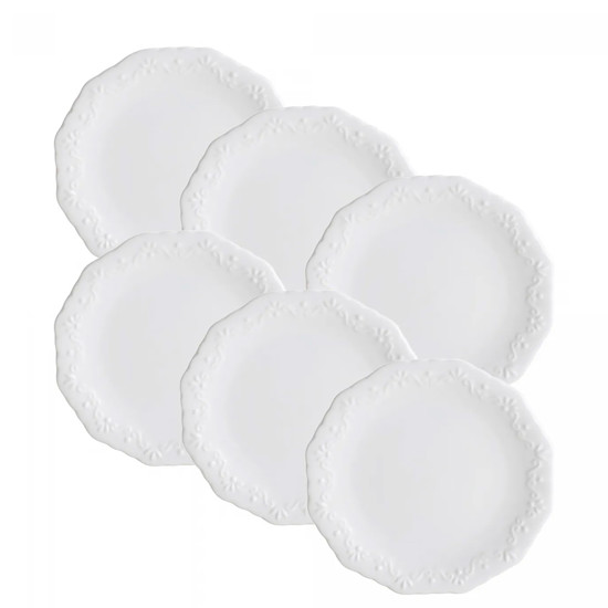 Imagem CONJUNTO DURABLE PORCELAIN BRANCO 6 PRATOS PARA SOBREMESA 19CM - WOLFF