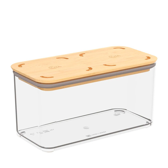 Imagem POTE HERMÉTICO RETANGULAR EM  POLIESTIRENO 1,3L MODO BAMBU 10X20X10CM - COZA