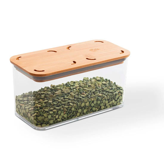 Imagem POTE HERMÉTICO RETANGULAR EM  POLIESTIRENO 1,3L MODO BAMBU 10X20X10CM - COZA