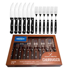 Imagem de CONJUNTO 12 TALHERES JUMBO EM AÇO INOX PARA CHURRASCO - BRINOX - Brinox Metalurgica S   A