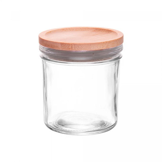 Imagem PORTA MANTIMENTO EM VIDRO COM TAMPA EM BAMBU 9,5X8,5CM - WOLFF