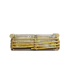 Imagem de BANDEJA QUADRADA EM CESTARIA ALÇAS EM MADEIRA E RECIPIENTES EM VIDRO - ENTRECAS - Inverno Verao Comercio De Modas E Decoracao Eireli