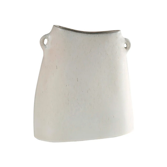 Imagem VASO DECORATIVO EM CERÂMICA BRANCO COM DETALHES BEGE COM ALÇA 26X24X10CM - CROSS