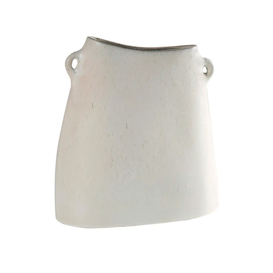 Imagem VASO DECORATIVO EM CERÂMICA BRANCO COM DETALHES BEGE COM ALÇA 32X3013CM - CROSS