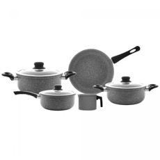 Imagem de CONJUNTO 5 PANELAS DE INDUÇÃO GRANILITE ALUMÍNIO CINZA REVESTIMENTO CERÂMICO - WOLFF - Rojemac Impotacao E Exportacao Ltda