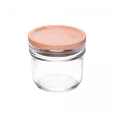 Imagem de PORTA MANTIMENTO EM VIDRO COM TAMPA EM BAMBU 8X8,5CM - WOLFF - Rojemac Impotacao E Exportacao Ltda