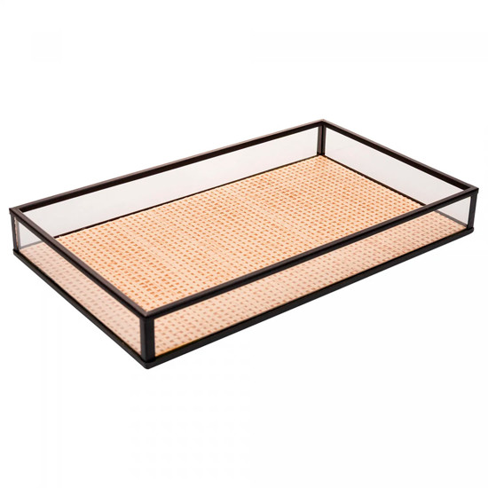 Imagem BANDEJA DECORATIVA TOSCANA EM METAL PRETO 3,5X30X20CM - WOLFF