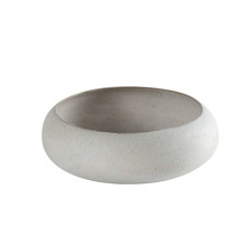 Imagem de CENTRO DE MESA REDONDO EM CERÂMICA BRANCO COM DETALHES BEGE 7X22X22CM - CROSS - Cross Comercial Ltda