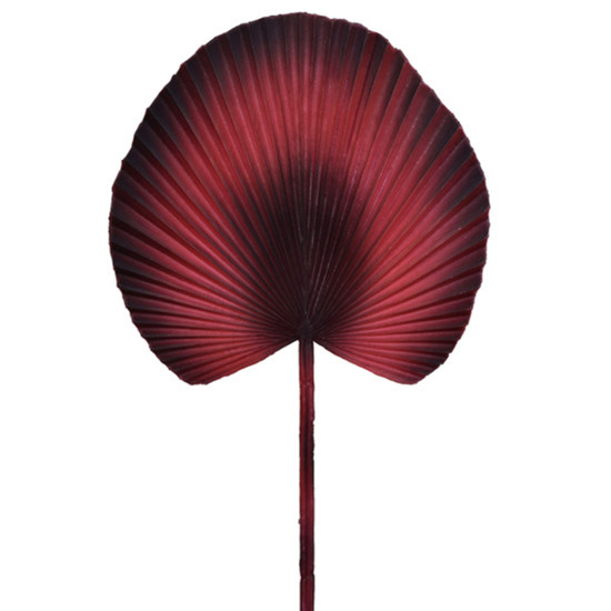 Imagem HASTE DECORATIVA FOLHA DE PALMEIRA LEQUE MARSALA EM PLÁSTICO MOLDÁVEL 54X25 CM