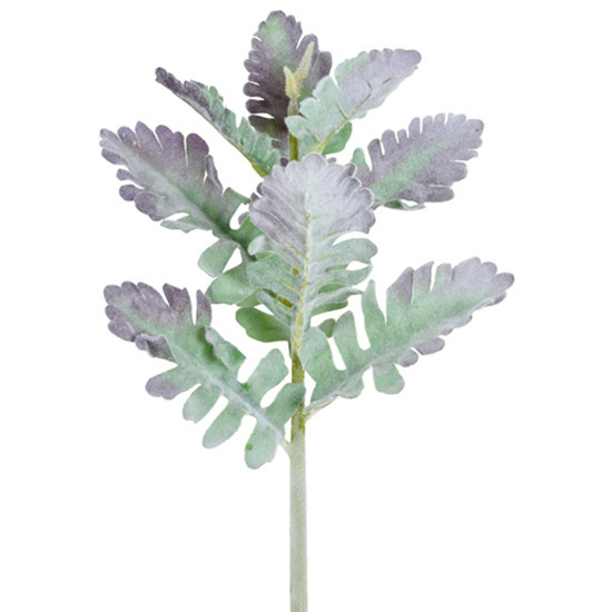 Imagem HASTE DECORATIVA DE FOLHAS VERDE LAVANDA FLOCADAS EMPLÁSTICO MOLDÁVEL - GRILLO