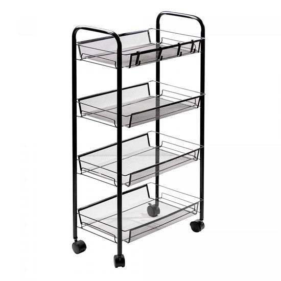 Imagem CARRINHO ORGANIZADOR MULTIUSO DE METAL 4 PRATELEIRAS COM RODINHAS PRETO - LYOR