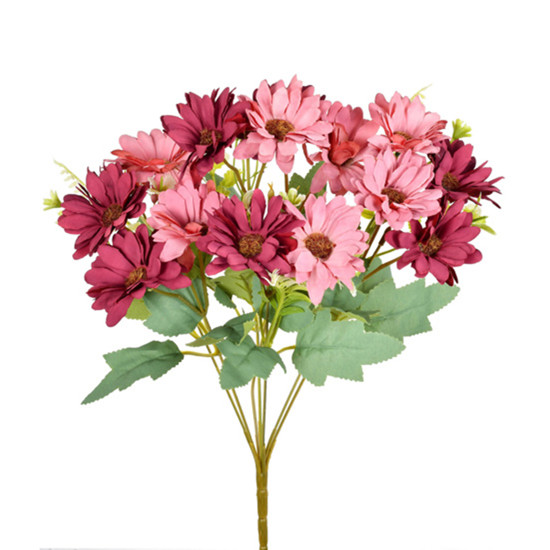 Imagem BUQUÊ DECORATIVO DE MARGARIDAS ROSA ESCURO EM PLÁSTICO MOLDÁVEL 40X7CM - GRILLO