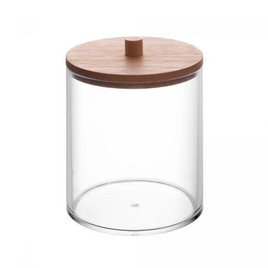 Imagem PORTA COTONETE DE POLIESTIRENO COM TAMPA DE BAMBU MY BOX - LYOR