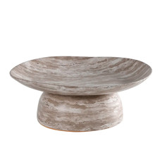 Imagem de CENTRO DE MESA DECORATIVO EM CERÂMICA CINZA MARMORIZADO COM PÉ 13X35X30CM - CROSS - Cross Comercial Ltda