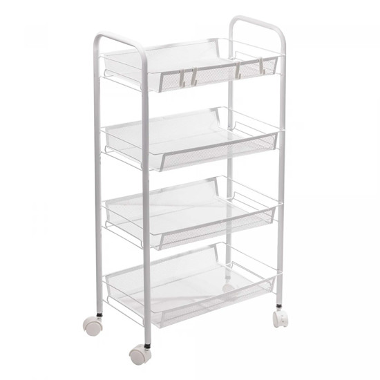 Imagem CARRINHO ORGANIZADOR MULTIUSO DE METAL 4 PRATELEIRAS COM RODINHAS BRANCO - LYOR