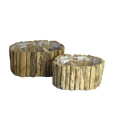 Imagem de BACIA LASCAS DE MADEIRA 2 PEÇAS 16X34X24CM - FLORAL ATLANTA - Floral Atlanta Ind E Com Ltda