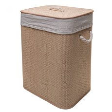 Imagem de CESTO PARA ROUPAS DOBRÁVEL COM FORRO EM TECIDO E TAMPA COZY BAMBU 50X40X30CM - LYOR - Coliseu Presentes Ltda