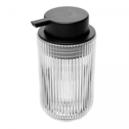 Imagem PORTA SABONETE LÍQUIDO NÓRDICO COM PUMP PRETO 430ML EM VIDRO 15,5X8X8CM - LYOR